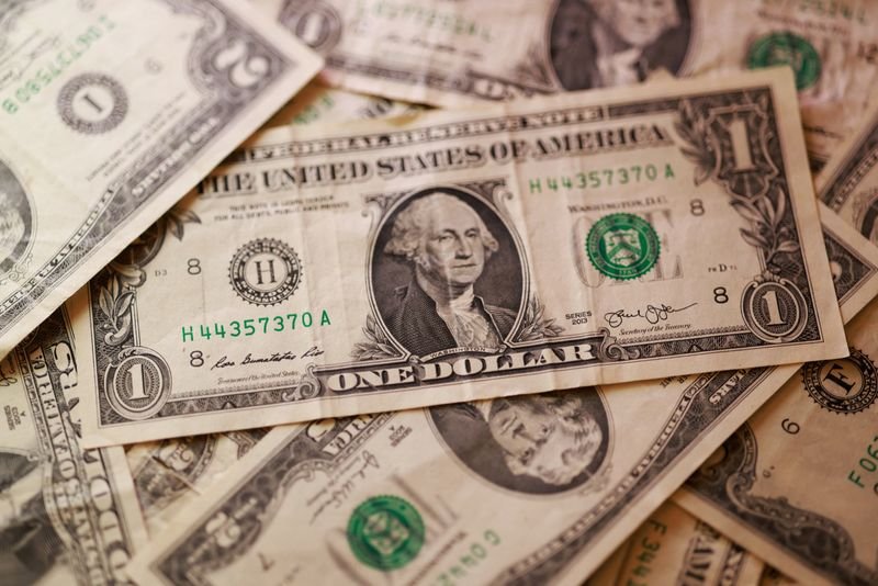 illustration shows u.s. dollar banknotes