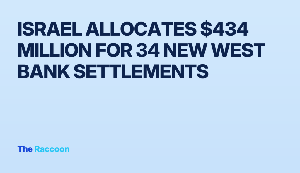 Israel allocates $434 million for 34 new West Bank settlements