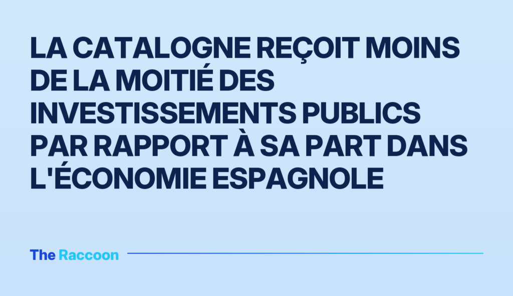La Catalogne reçoit moins de la moitié des investissements publics par rapport à sa part dans l'économie espagnole