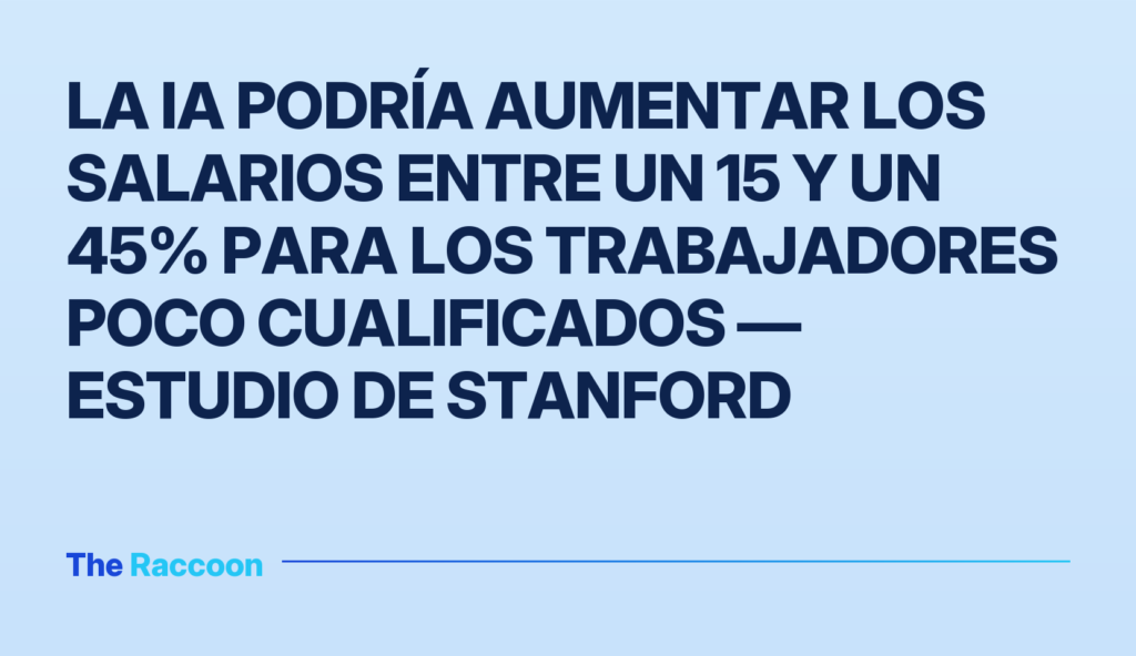 La IA podría aumentar los salarios entre un 15 y un 45% para los trabajadores poco cualificados — estudio de Stanford