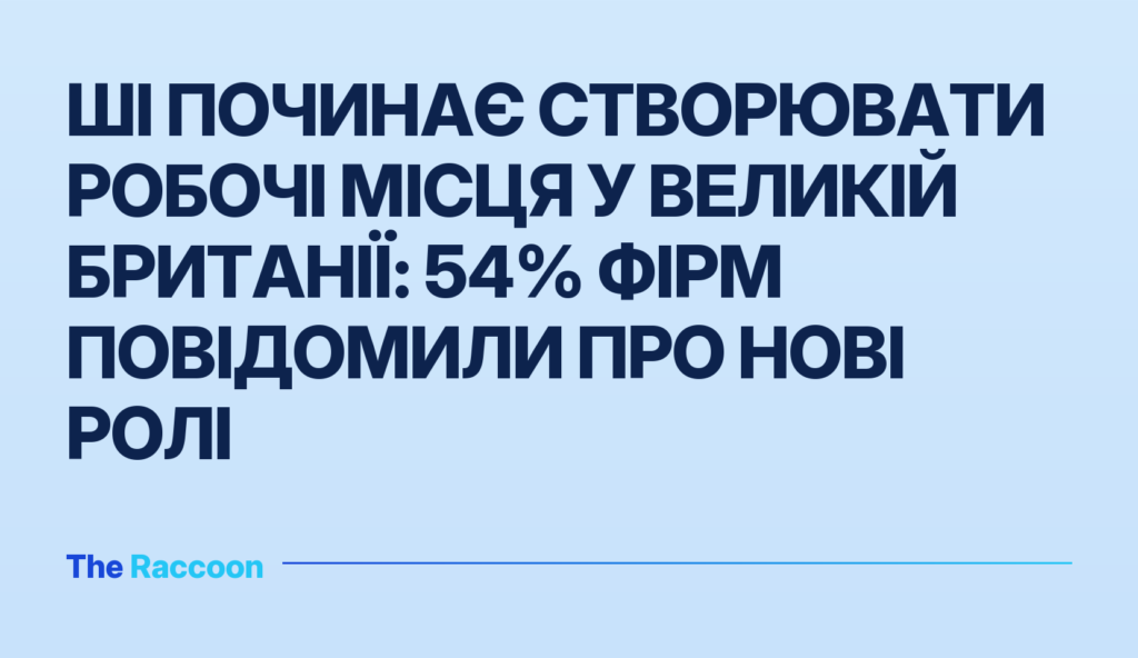 ШІ починає створювати робочі місця у Великій Британії: 54% фірм повідомили про нові ролі