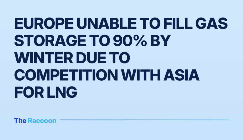 Europe unable to fill gas storage to 90% by winter due to competition with Asia for LNG