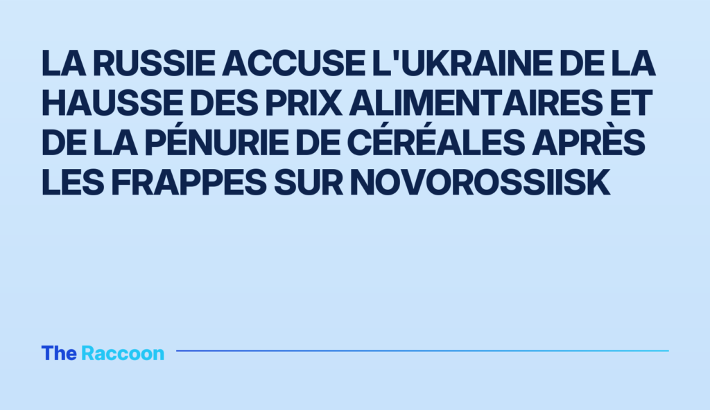 La Russie accuse l'Ukraine de la hausse des prix alimentaires et de la pénurie de céréales après les frappes sur Novorossiisk