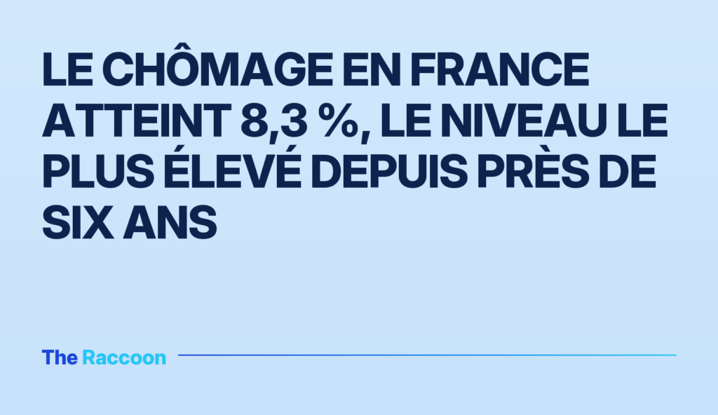 Le chômage en France atteint 8,3 %, le niveau le plus élevé depuis près de six ans