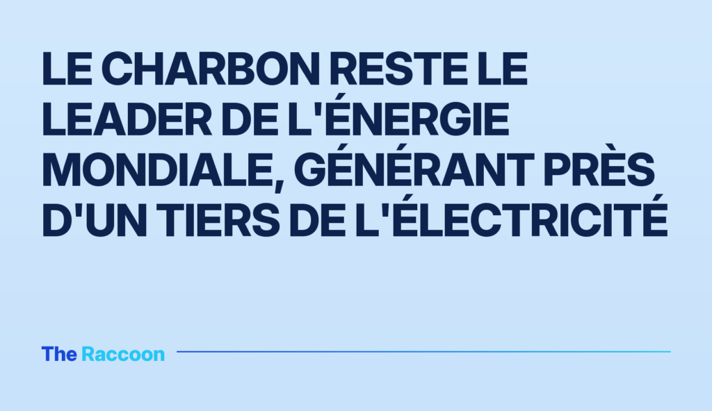 Le charbon reste le leader de l'énergie mondiale, générant près d'un tiers de l'électricité