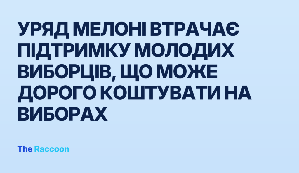 Уряд Мелоні втрачає підтримку молодих виборців, що може дорого коштувати на виборах