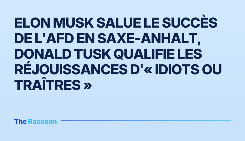 Elon Musk salue le succès de l'AfD en Saxe-Anhalt, Donald Tusk qualifie les réjouissances d'« idiots ou traîtres »