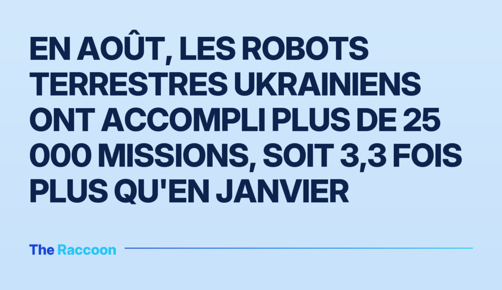 En août, les robots terrestres ukrainiens ont accompli plus de 25 000 missions, soit 3,3 fois plus qu'en janvier En août, les robots terrestres ukrainiens ont accompli plus de 25 000 missions, soit 3,3 fois plus qu'en janvier