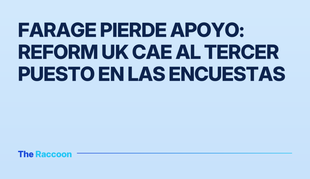 Farage pierde apoyo: Reform UK cae al tercer puesto en las encuestas
