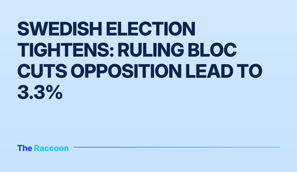 Swedish election tightens: ruling bloc cuts opposition lead to 3.3% Swedish election tightens: ruling bloc cuts opposition lead to 3.3%