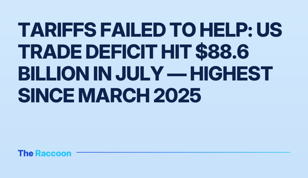 Tariffs failed to help: US trade deficit hit $88.6 billion in July — highest since March 2025