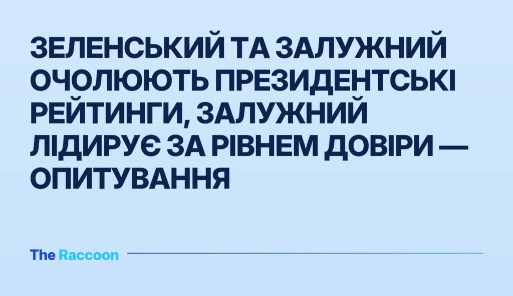 Зеленський та Залужний очолюють президентські рейтинги, Залужний лідирує за рівнем довіри — опитування